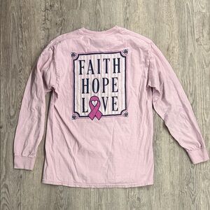 Pink Long Sleeve Tee with Faith Hope Love Design